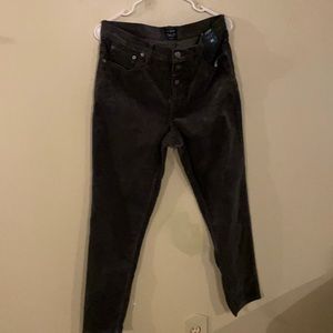 J Crew Gray Corduroy Hugh Waisted Button Pants